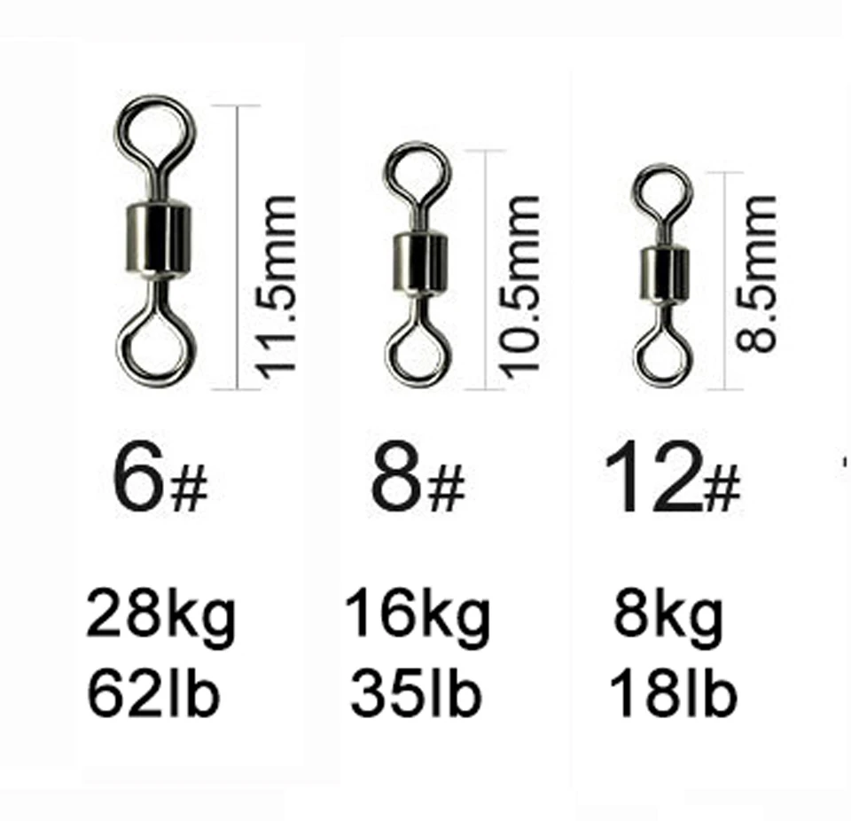 20/50/100PCS Fishing Connector Accessories Swivel Fhising Hooks Line Connectors Stainless Steel Fish Tackle fishing tools fishing accessories fishing line connectors fishing swivels fishing tackle fishing hook