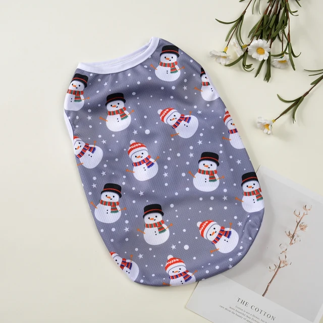 Christmas Cat Clothes Cotton Pet Vest For Small Dogs Cats T-shirt Apparel Puppy Kitten Costume French Bulldog Outfits Party Gift 3