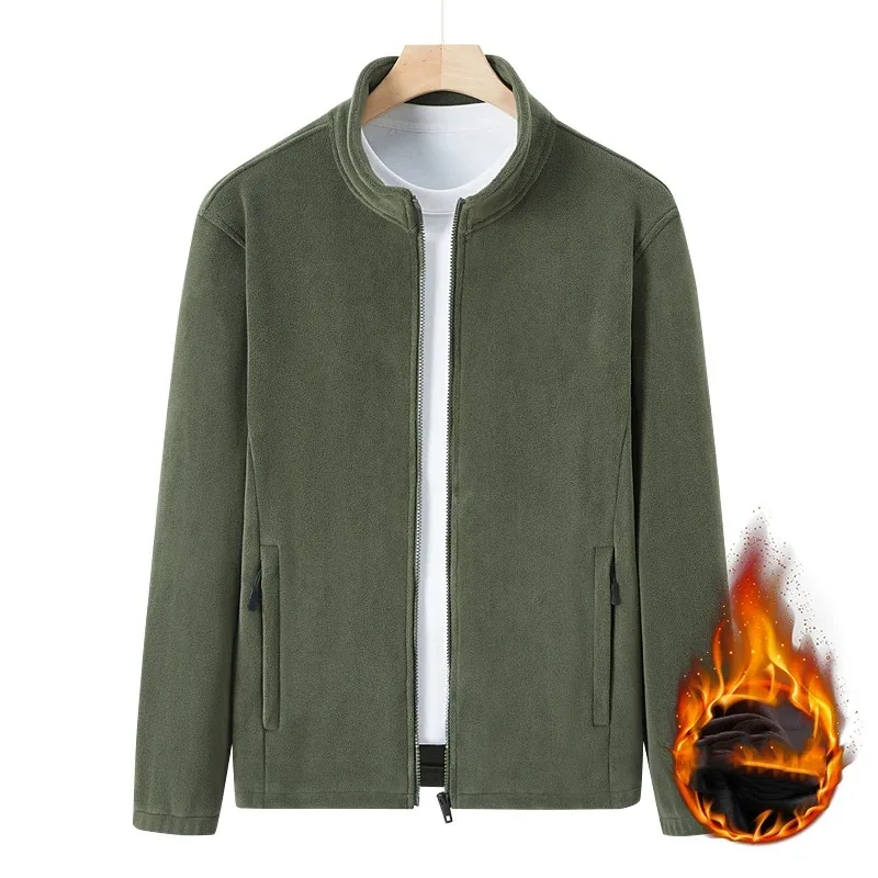 Men's Autumn Winter Turtleneck Flocking Zipper Solid Pockets Long Sleeve Coats Cardigan Hoodies Casual Vintage Fashion Tops