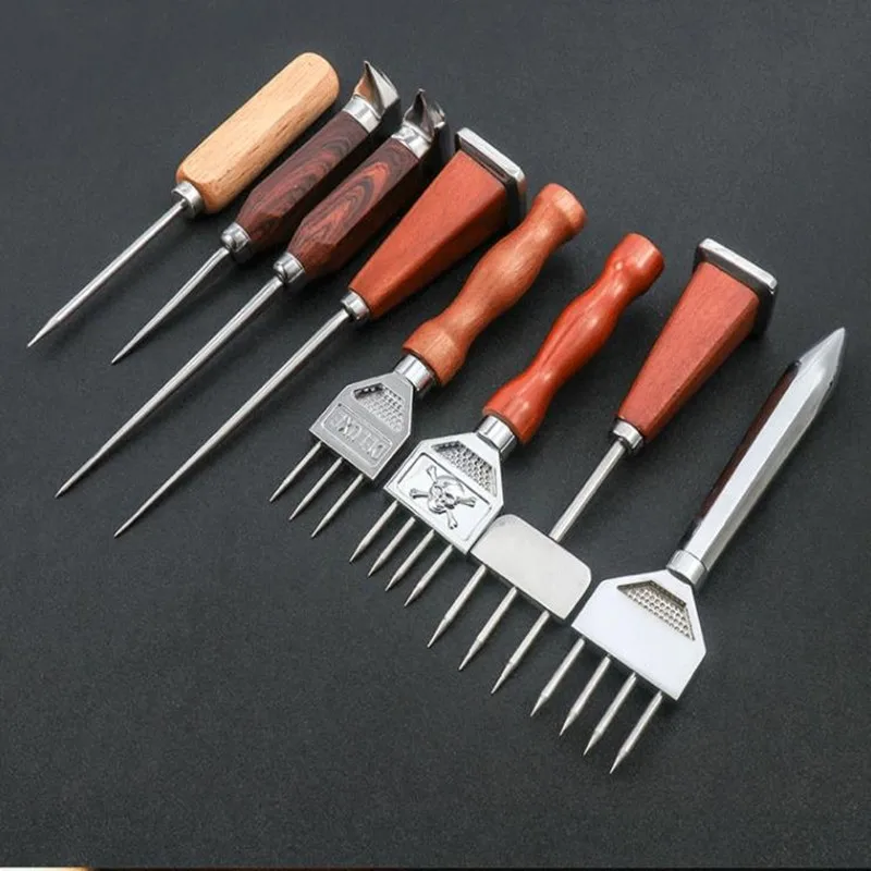 Stainless Steel Triangle Ice Cone Chipper, 3 Pronged Pick Crushers with Wood Handle, Beer Bar Tools, Kitchen Accessories