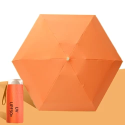 Compact UPF50+ Sun Shade & Rain Travel Umbrella with UV Protection - Aluminum (Orange)