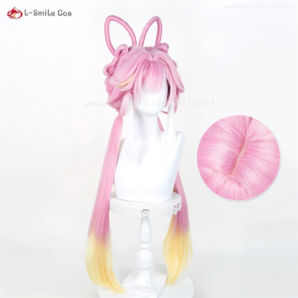 Elysia Cosplay Wig 100cm Pink Pre-Crimped Heat Resistant Synthetic Hair Anime Perücke 5