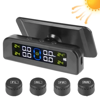 Sistema di Monitoraggio della Pressione degli Pneumatici con Controllo Automatico della Luminosità, Wireless, a Energia Solare, con 4 Sensori, Accessori Decorativi TPMS