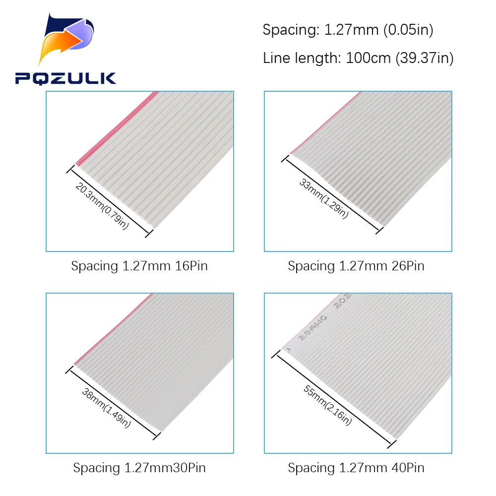 Durable Grey Flat Ribbon Cable - Versatile Lengths, High-Voltage Tolerance, Multi-Pin Configuration