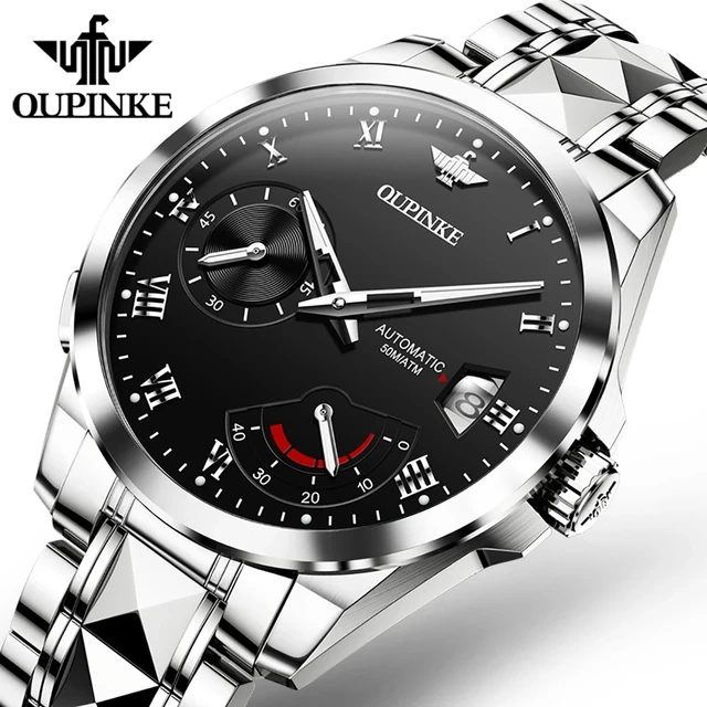 Automatic Mechanical Watch Men Waterproof Shock Resistant Luminous Man Watch Auto Date Classic Black Business Wristwatch 1