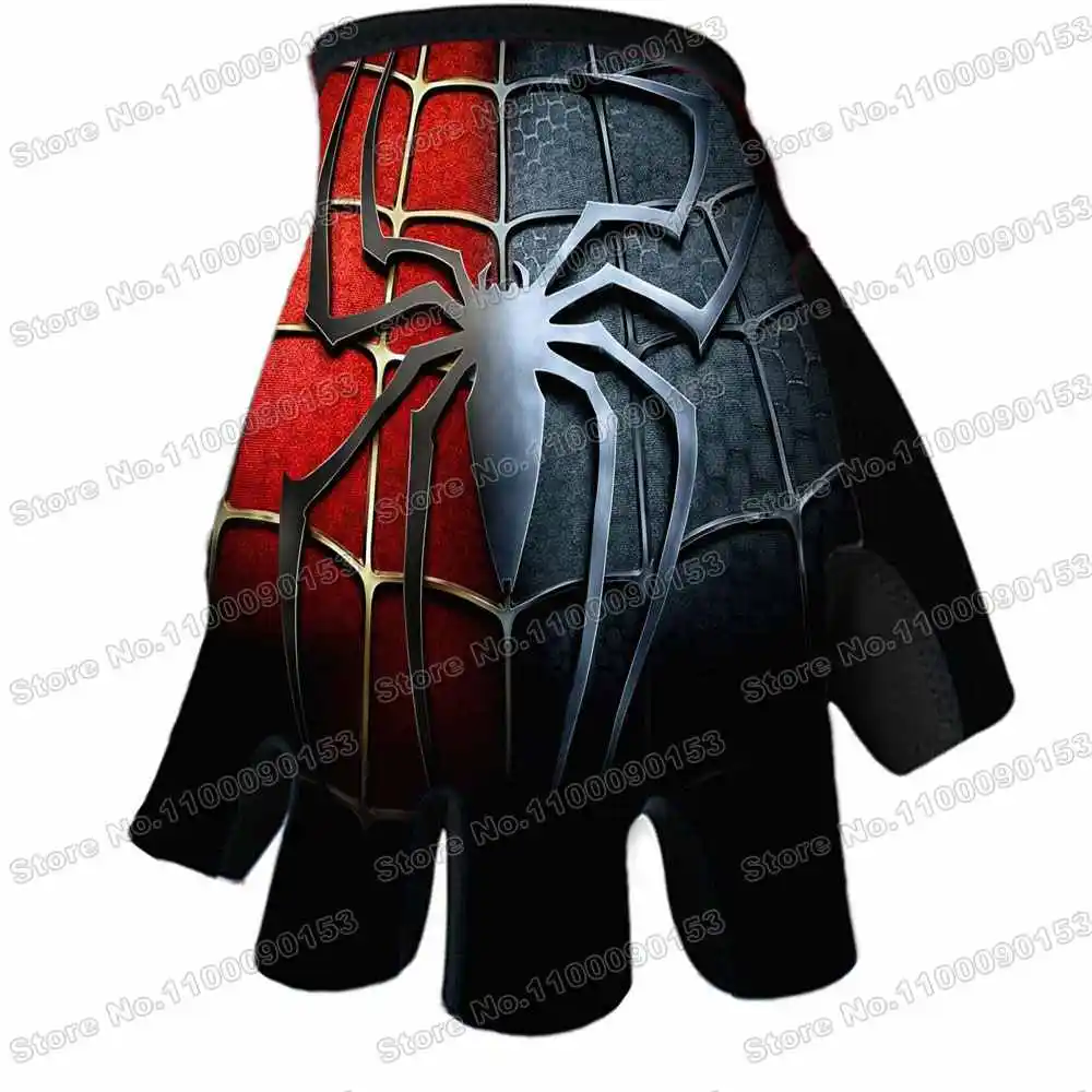 Spider Cycling Gloves Men Cartoon Anime Comics Bicycle Gel Half Finger Glove Mountain Road Bike Jersey SportsGlove Popular