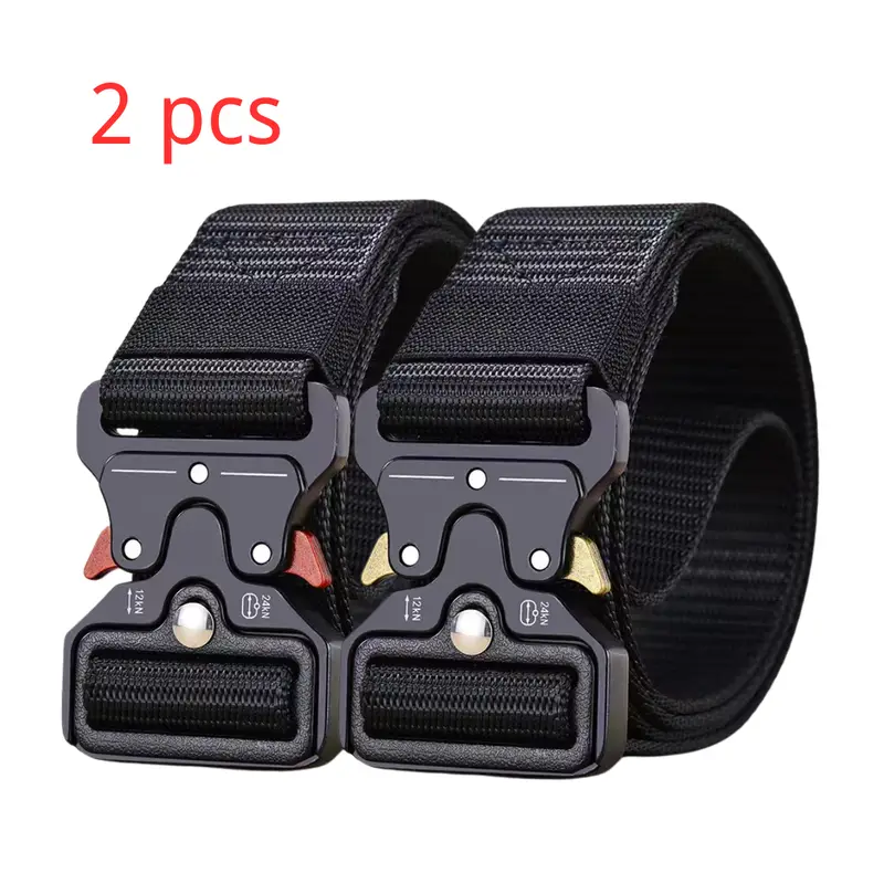 Red Ears Plastic buckle tactical belt men's multifunctional military fan canvas belt outdoor faux nylon training waist belt - Image 30