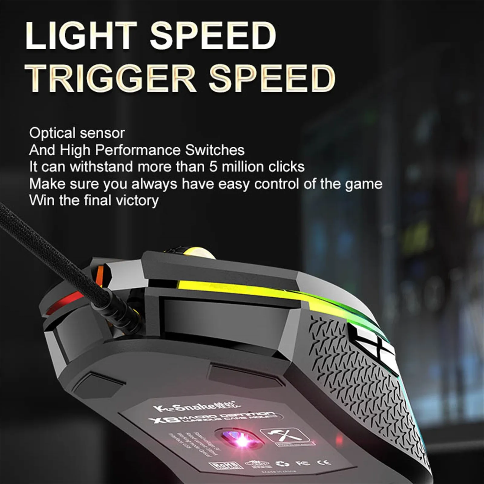 X8 Wired Gaming Mouse Portable Office Entertainment Mute Mechanical Desktop Computer Notebook Honeycomb Luminous Mouse gaming mouse for large hands