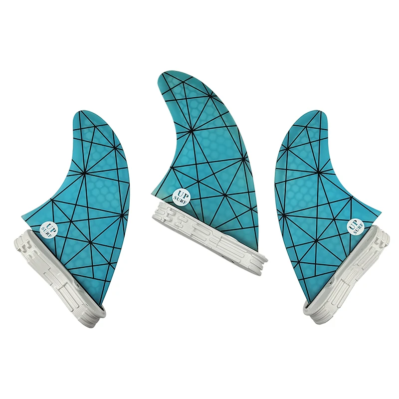 Surfboard UPSURF FCS 2 Blue Color M/L Size Double Tabs 2 Fin Honeycomb Fiberglass 3 pieces per set Surf Accessories Water Sports