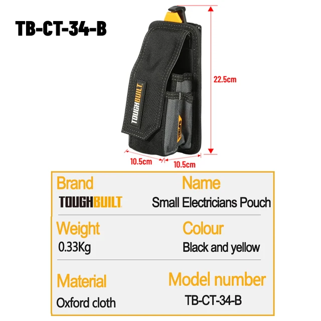 ToughBuilt TOU-CT-25X tas voor meetlint/gereedschap/messen, zwart, standaard