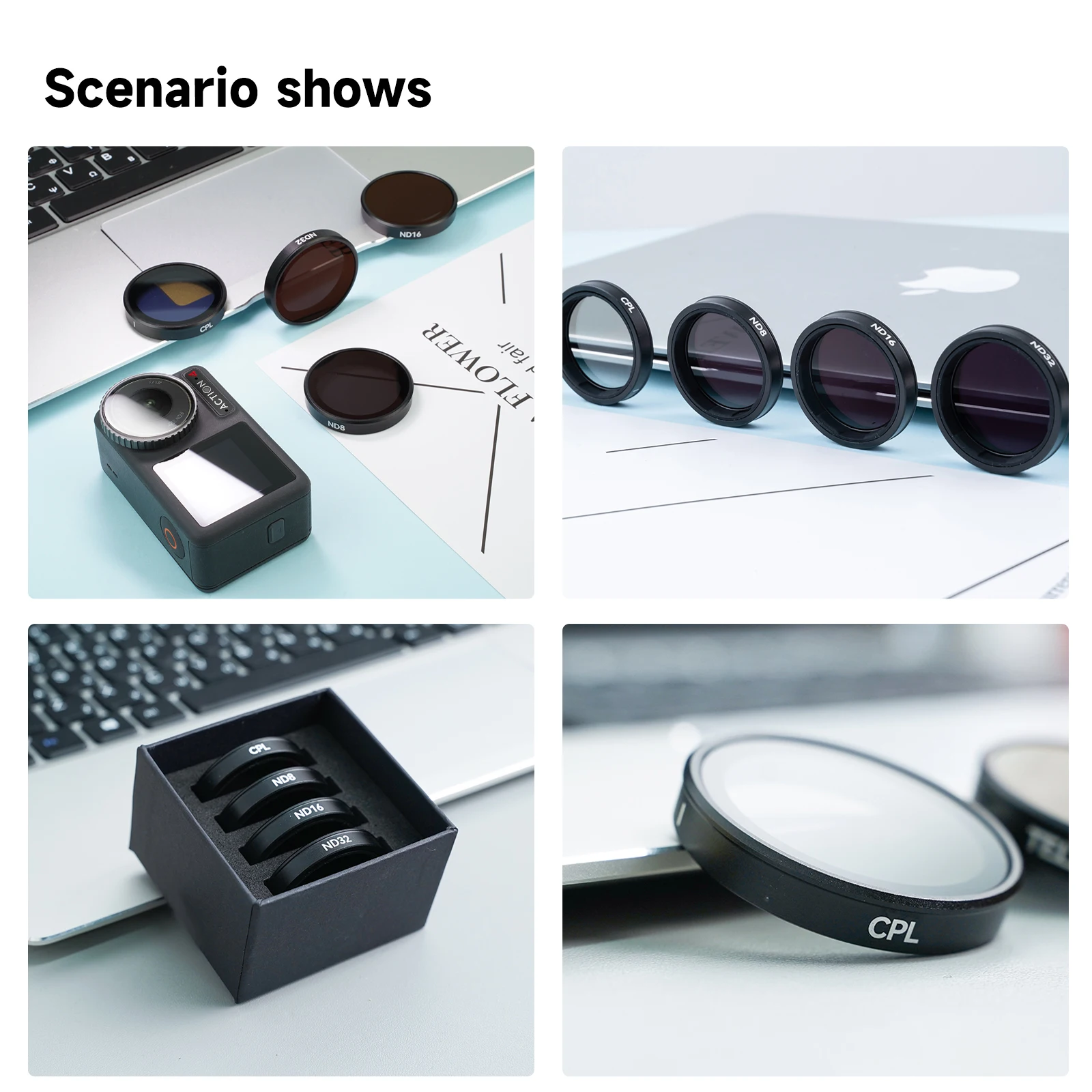 Kit Filter CPL ND8 ND16 ND32 für DJI Osmo Action 3/4/5 Pro