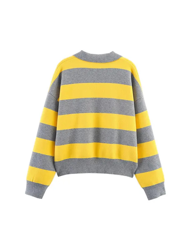 Nlzgmsj 2025  Autumn High Street Chic Women Striped Knitted  Sweaters Women Full Sleeve Vintage Style Tops
