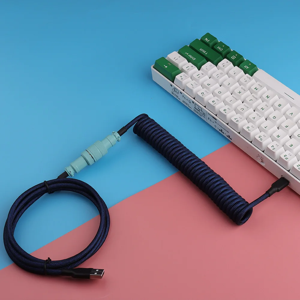 Lano tipo c Teclado Enrolado Cabo Hardware Linker Usb Gx16 Aviação Cabo Mecânico Espiral Gaming Usb c Cabo Teclado - Imagem 6