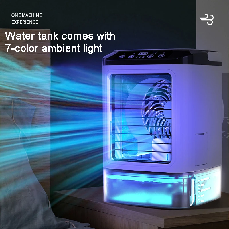 

Portable Air Conditioner Fan Mini Desktop Air Cooler 3 Speed Mute Night Light Ultrasonic Atomization Cooling Fan for Home Office