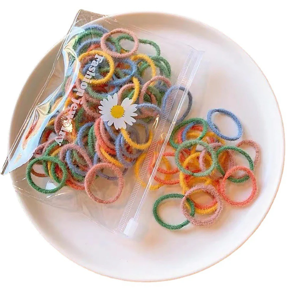Molans 100pcs/Set Elastic Hair Bands Girls Hair Accessories Colorful Nylon Headband Kids Ponytail Holder Scrunchie Ornaments