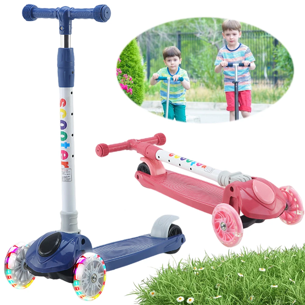 Children Scooter Kids Push Scooter Kick Scooter Light-Up Wheels Adjustable Height Lean To Steer 3 Wheel For Ages 3-10