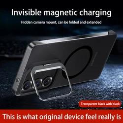 Slim Frameless Clear Magnetic Case with Foldable Camera Stand - Galaxy S26 Plus (Semi - Clear black)