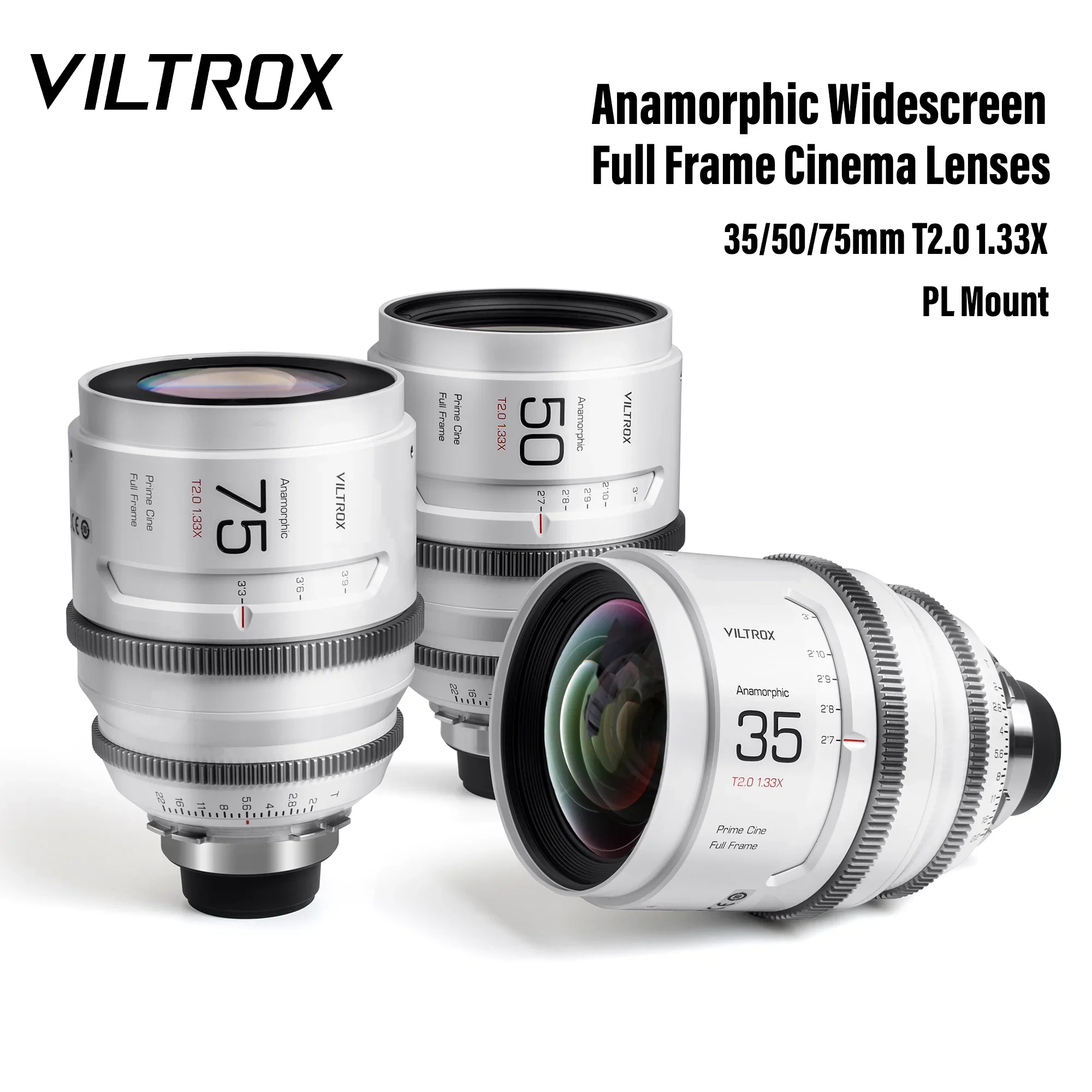 

VILTROX 35mm 50mm 75mm T2.0 1.33X PL Mount Anamorphic Prime Cine Lens