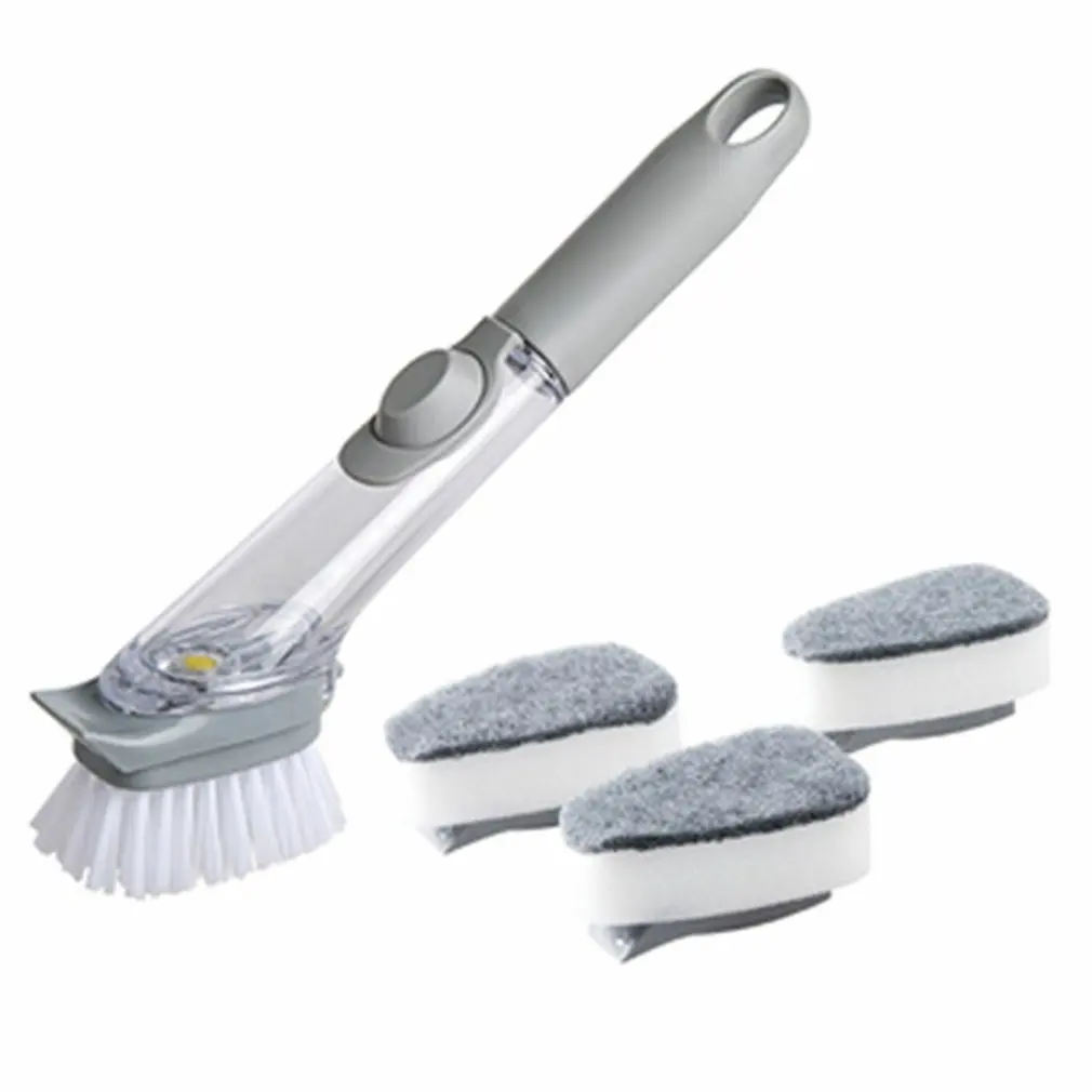 

Инструменты для уборки кухни 2 в 1, щетка для чистки с длинной ручкой со съемной щеткой, Диспенсер губки, Набор Щеток Для Мытья Посуды