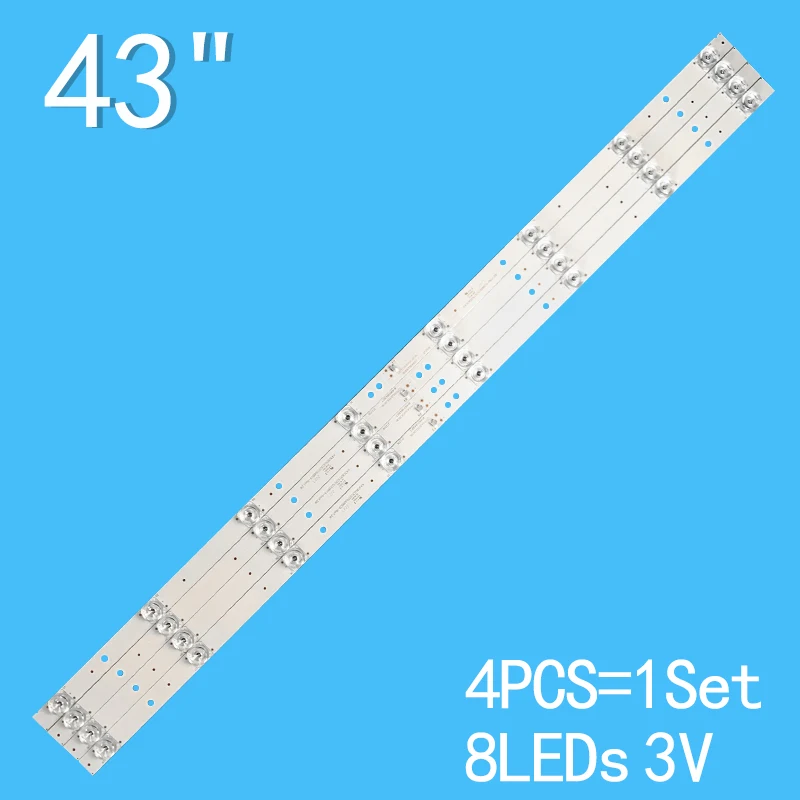 4PCS 8LEDs 3V 820mm For 43