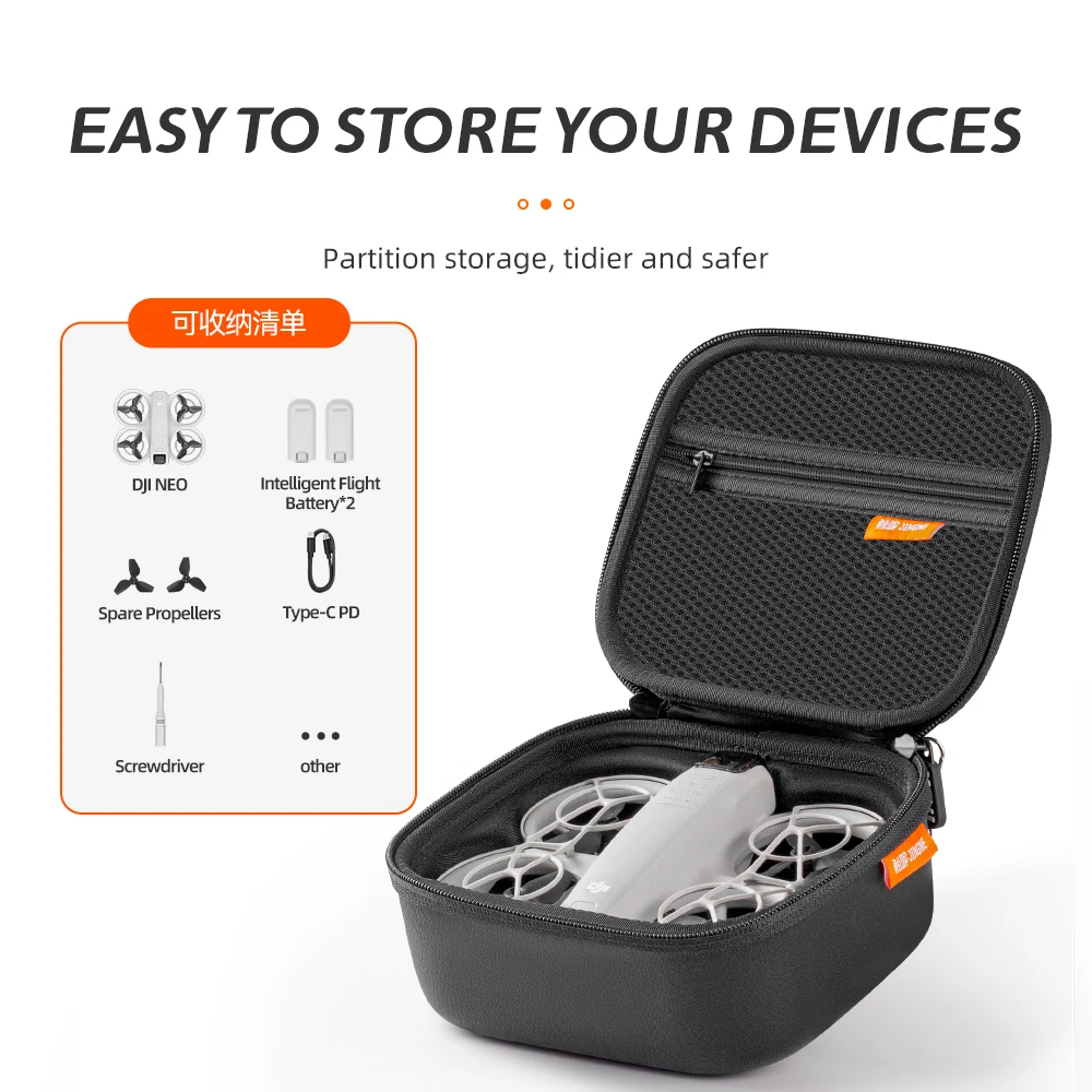 Portable Carrying Case for DJI Neo Drone Hard Shell PU Travel Storage Bag Shockproof Case Waterproof Protector Drone Accessories