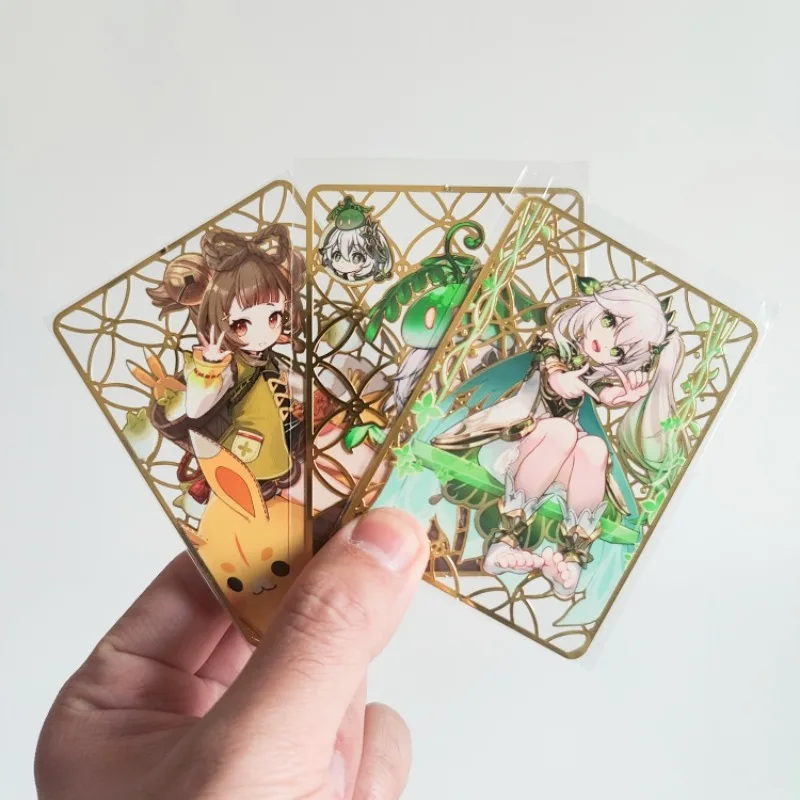 

Genshin Impact DIY Nahida Yaoyao Anime Girl Hollow Out Metal Bookmark Mirror Card Game Collection Metal Card Gifts for Friends