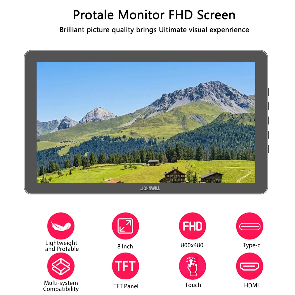 ޴  ̴ TFT LCD ġũ,   ø Ʈ ÷̿, HDMI ȣȯ Tye-c, 8 ġ, 800x480