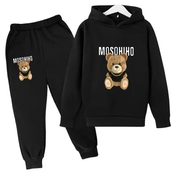 felpa con cappuccio + pantaloni 2 pezzi Set Abbigliamento per bambini 1