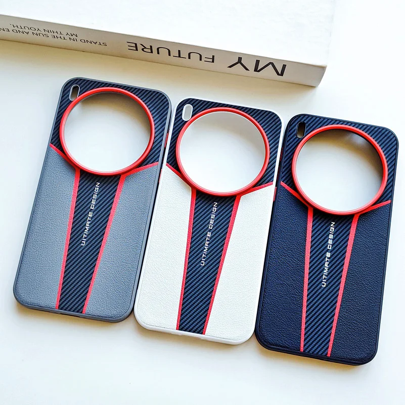 Enhanced Red Carbon Fiber Leather Patchwork Slim Protective Phone Case