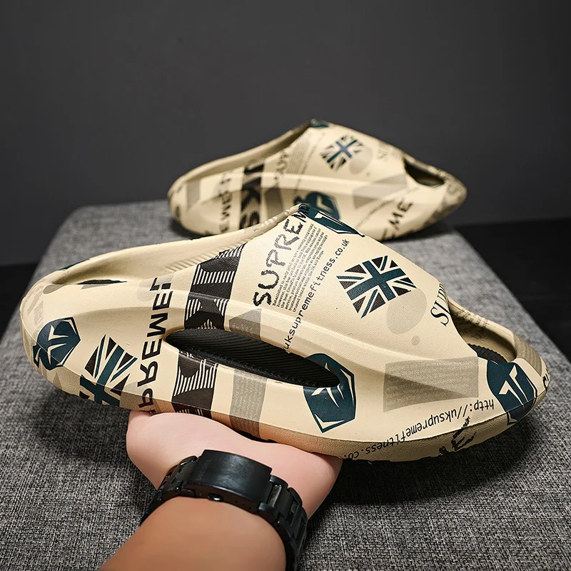 Pantoufles antidérapantes pour hommes Glissades confortables en mousse souple avec pantoufle à semelle épaisse pour l'intérieur et l'extérieur_voghion.com