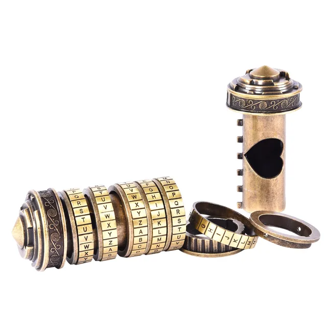 Da Vinci Educational Toys Metal Cryptex Locks Gift Ideas Da Vinci Code Lock To Marry Lover Escape Chamber Props With Two Rings 2