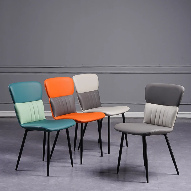

Design Nordic Chairs Leather Ergonomic Modern Comfortable Dining Chairs Black Metal Legs Cadeiras De Jantar Kitchen Furniture