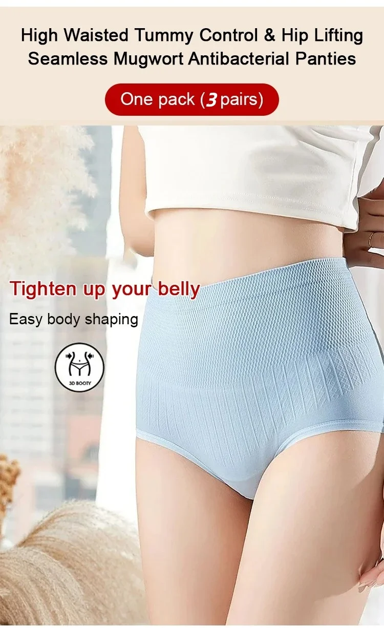 3PCS/set Universal Underwear Woman High Waist Women's Panties Comfort Cotton Brief Breathable Panty Underpants for Ladies