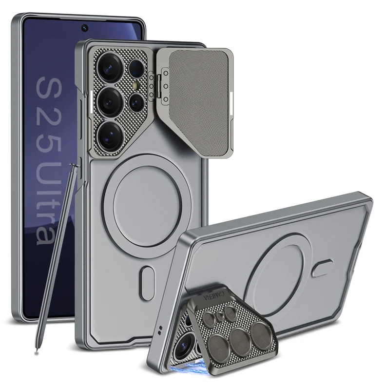 For Magsafe Wireless Charging Case For Samsung Galaxy S25 S24 Ultra Metals Lens