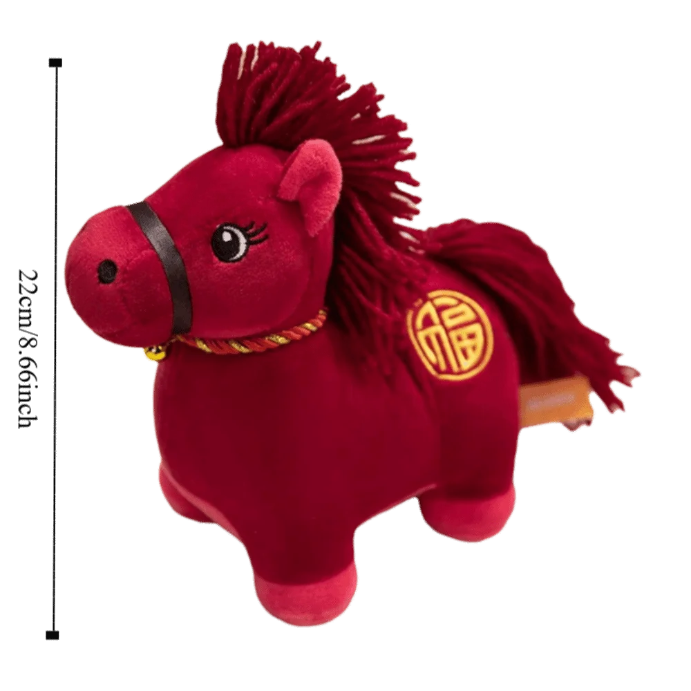 2026 Horse Year Zodiac Horse Figurine Soft Stuffed Letter Print Horse Stuffed Animal Realistic Decorative Pony Animal Toys