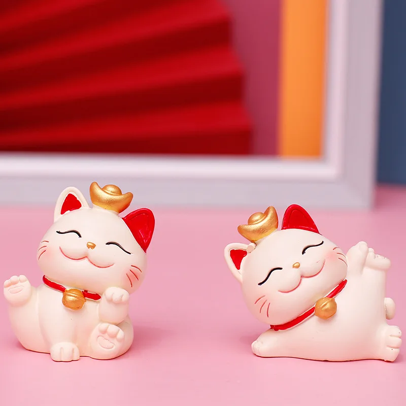 Birthday Gift Checkout Counter Decor Japanese/Chinese Style Wealth Shaking Hands Lucky Cat Waving Cat Oranment 1Pcs