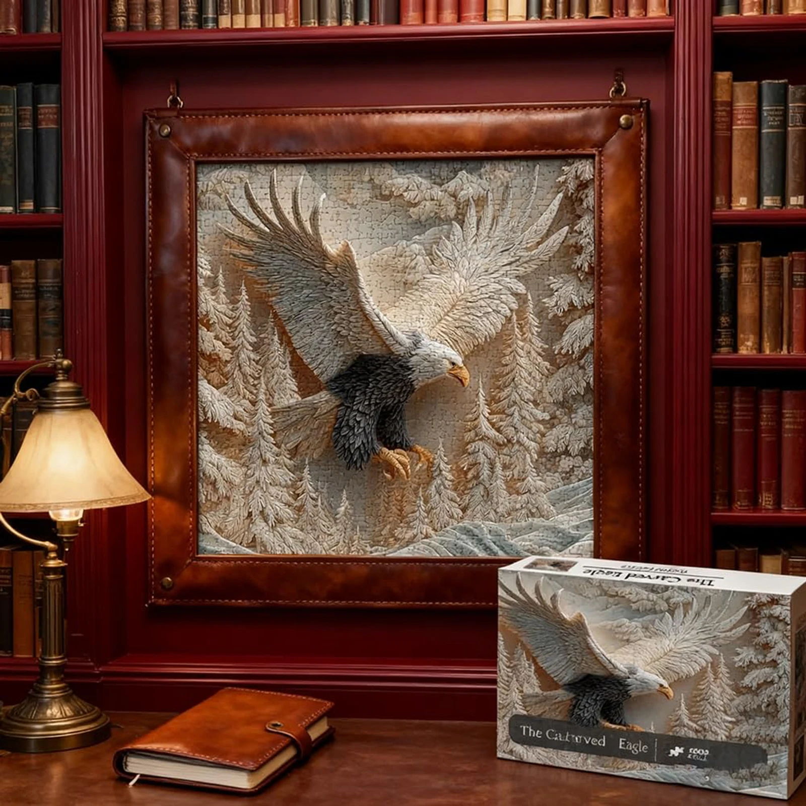 1024Pcs Eagle Jigsaw Project Forest Wildlife Flying Bald Eagle Art, Challenging Educational Supplies for Family, Home Wall Decor