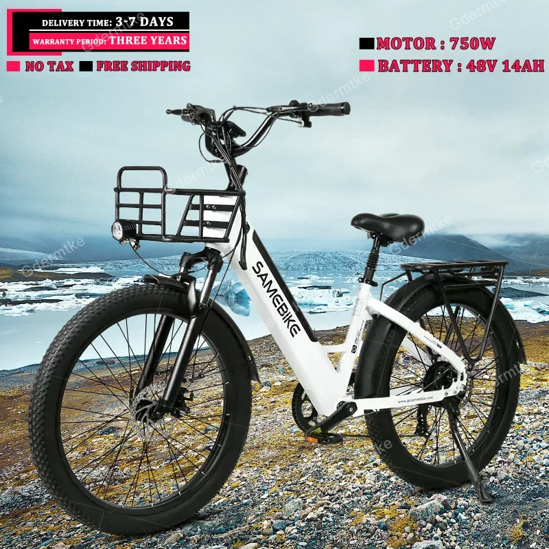 Samebike Rs-A01 750W Bicicletta Elettrica Da Donna 48V 14Ah Batteria 26 Pollici Pneumatico Bici Elettrica Mountain City Road Ebike