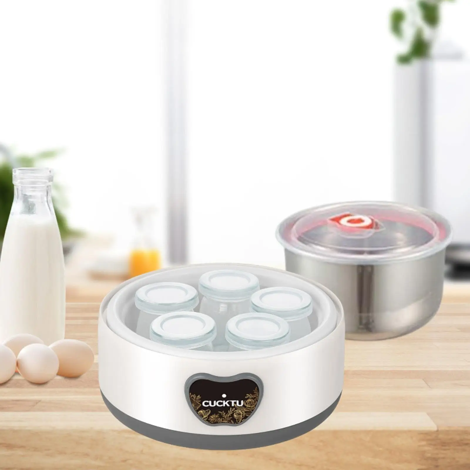 Yogurt Maker with 5 Cups 1.2L Small Constant Temperature Control Electrical Kitchen Appliances Compact DIY Yogurt Tools for Home