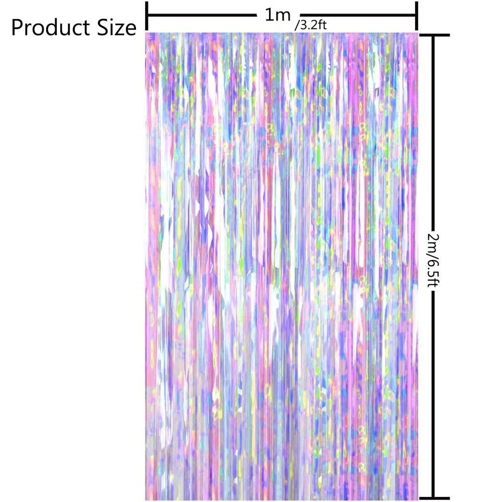 Shimmering Iridescent Foil Fringe Curtain Party Backdrop Decor