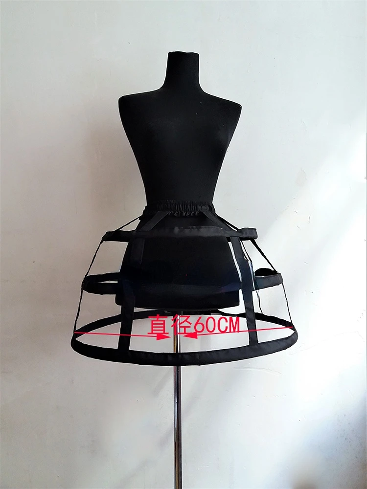 Lolita Petticoat Black and White Three-Layer Birdcage Crinoline Lolita Hollow Fish Bone Bustle Maid Skirt Violent Adjustable