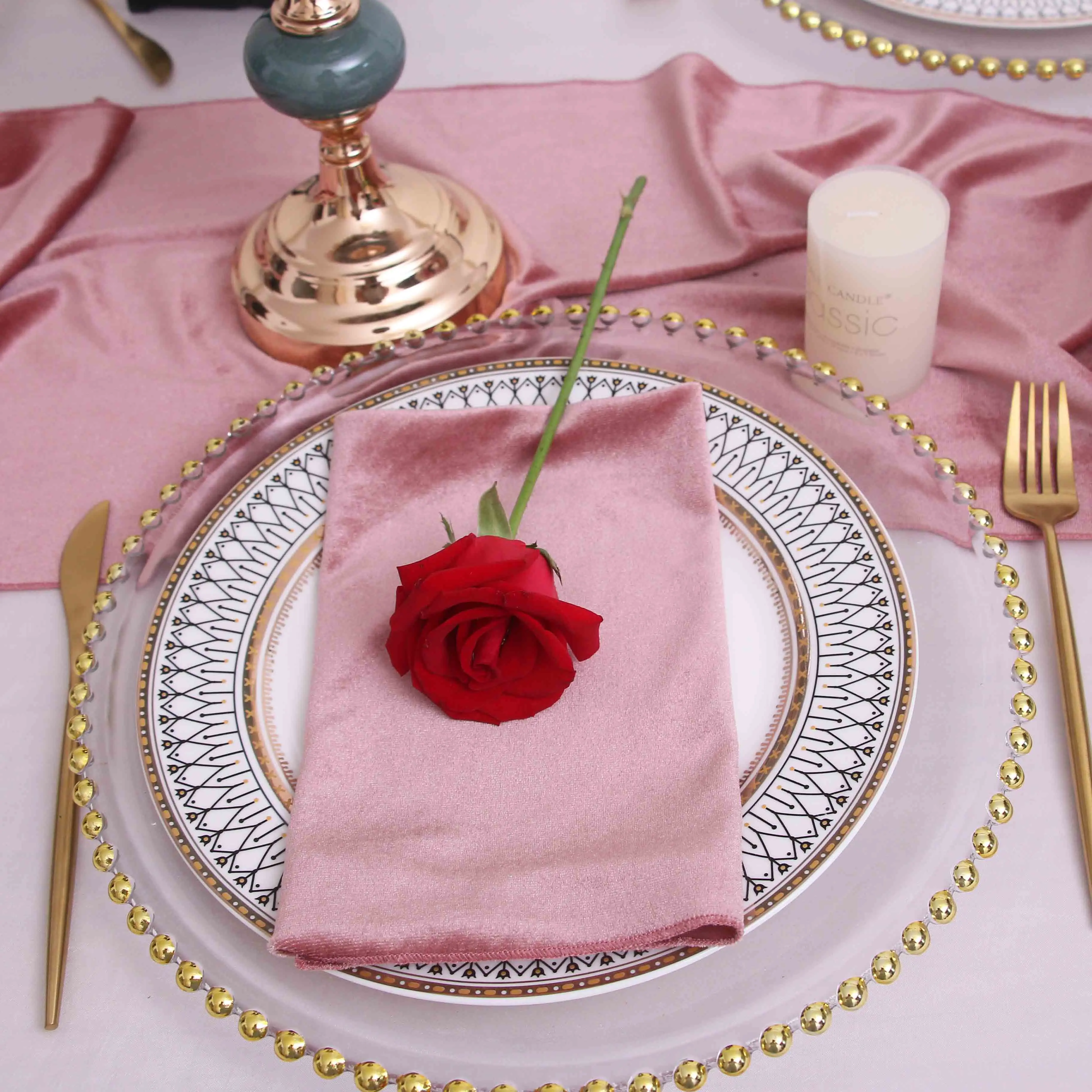 NP014B made 10pcs/ lot wedding Xmas decor 40cm*40cm dusty pink gold red turquoise (no buckle) velvet table napkin
