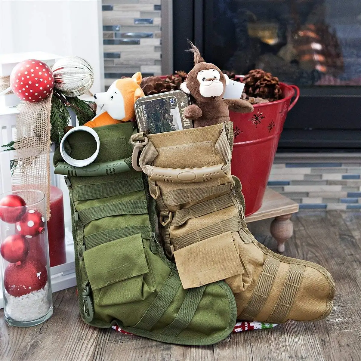 Tactical Christmas Gift Socks Outdoor Sports Pendant Fan Bag Accessories Storage Bag Christmas Stocking