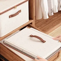 Large Household Storage Box Heavy-duty Hard Shell Cotton Linen Zipper Storage Organizer Box with Lid for Clothes Toys Blankets 4