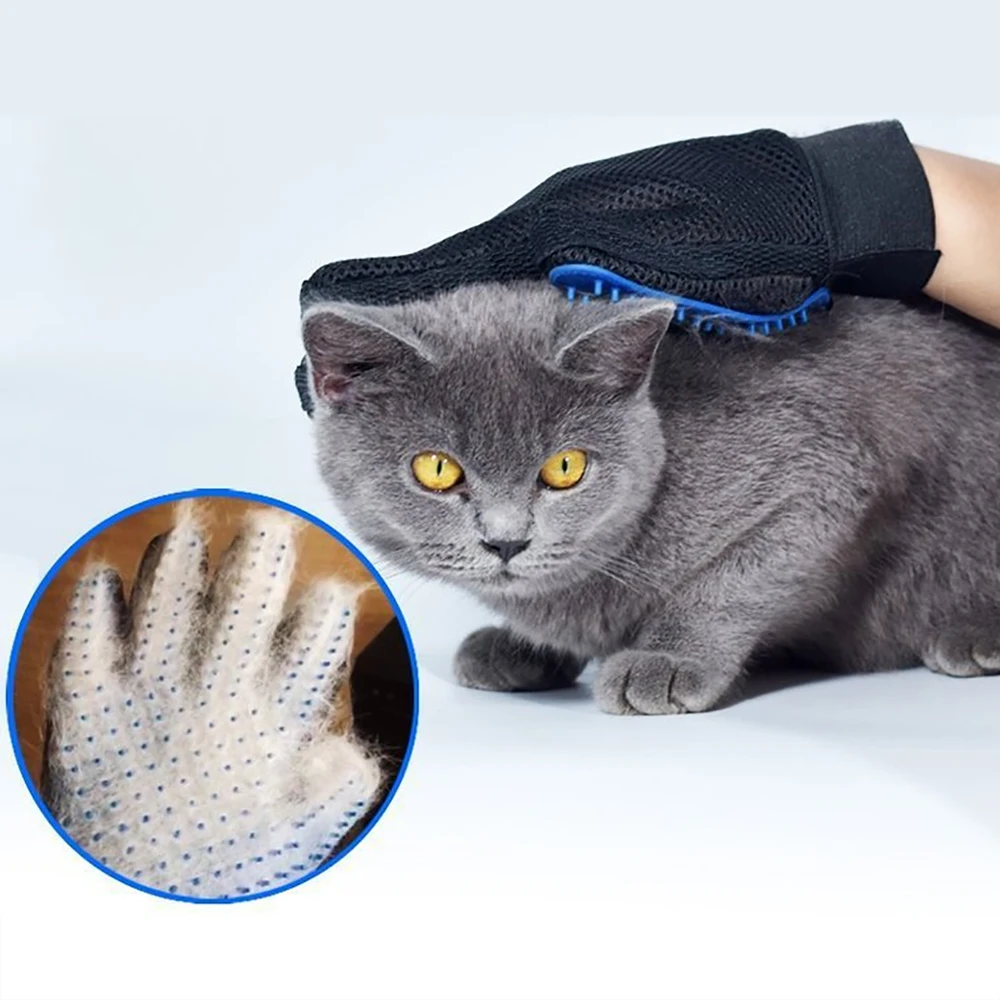 Pet Glove Cat Grooming Glove Cat Hair Deshedding Brush Gloves Dog Comb for Cats Bath Hair Remover Clean Massage Brush for Animal