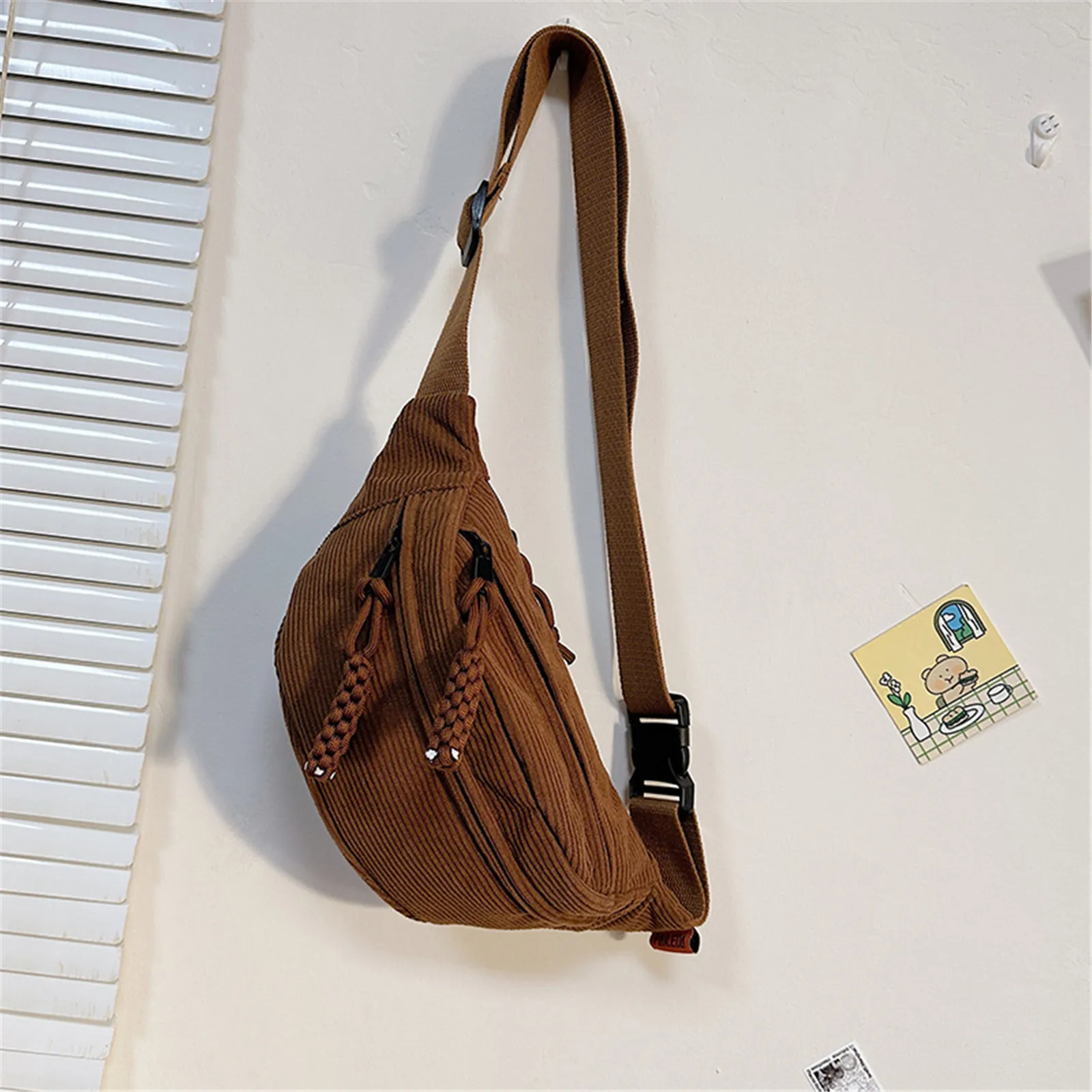 Fashion Fanny Pack Women Banana Fanny Pack Casual Corduroy Belt Bags For Women Hip Shoulder Crossbody Chest Bag