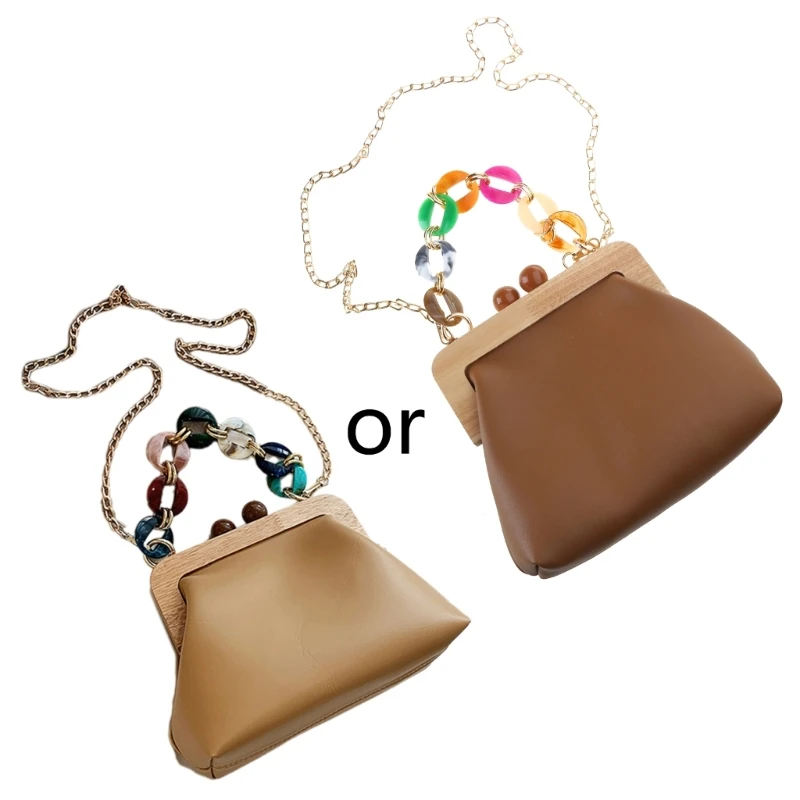 Minimalistic Vintage Clip Clutch Shoulder Bag Stylish Single-shoulder Chain Purse