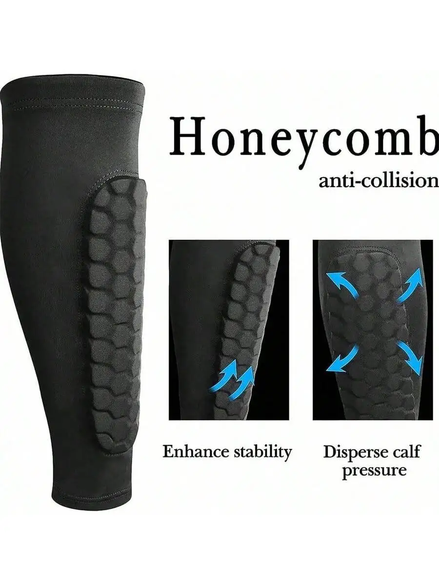 1Pcs Football Shin Guard Socks Sleeves with Foam Calf Compression Sleeve Honeycomb Pads Sports Legging & Soccer Equipment