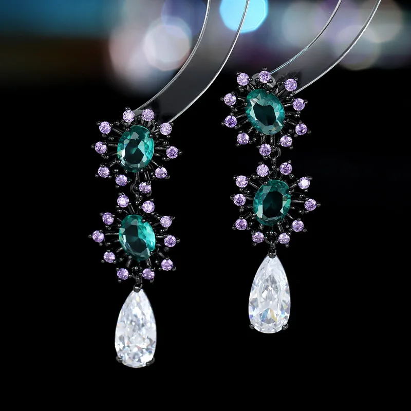 French Retro Design Statement Wedding Party Stone Water Drop Earrings 925 Silver Needle Luxury Brand Dangle Jewelry