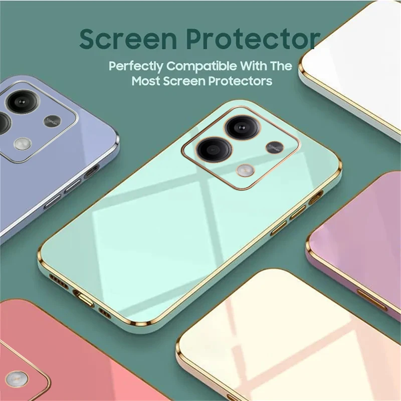 For Redmi Note13 Case Xiaomi Redmi Note 12 11 10 13ProPlus 13C 12S 11S 10C 10S 9A 9C Luxury Square Plating Shockproof Back Cover